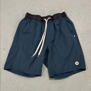 Vuori Men's Teal-Blue Kore Shorts with Black Waistband (No Liner)